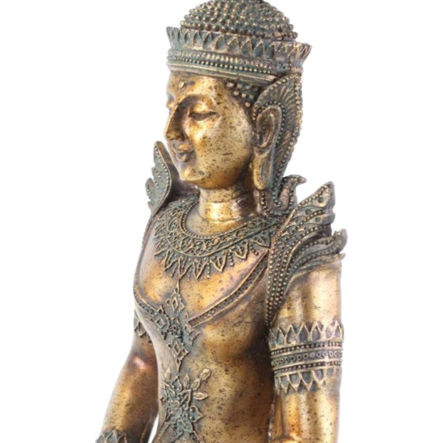 風水吉兆 ブロンズ風 印相を、組む、タイ式 仏像装飾 心の平安の
