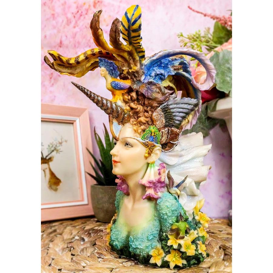 海辺の装飾女性（ユニコーン）胸像 高さ 約20ｃｍ ジョセフィン作 マーメイド・フェアリー置物 彫像 彫刻（輸入品）_6