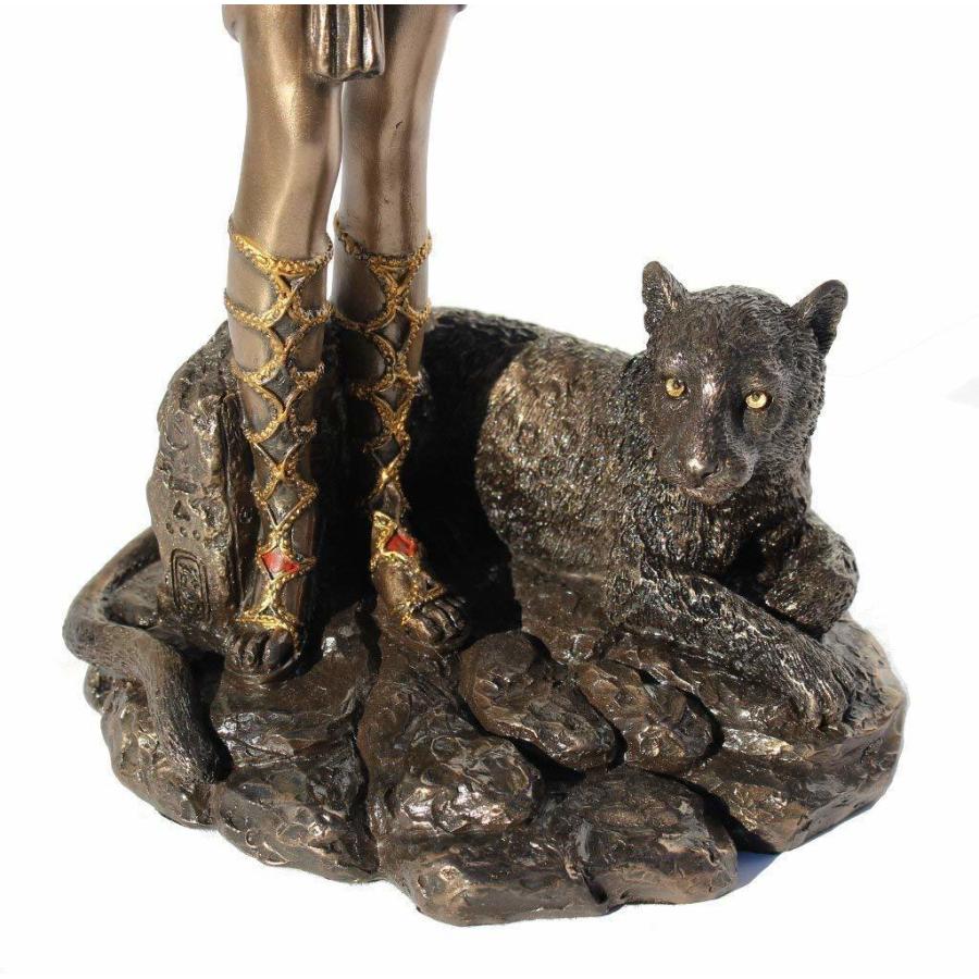 古代エジプト パンサー 黒豹を従えたバステト神 猫神彫像 彫刻 古代エジプト パンサー 黒豹を従えたバステト神 猫神彫像 彫刻