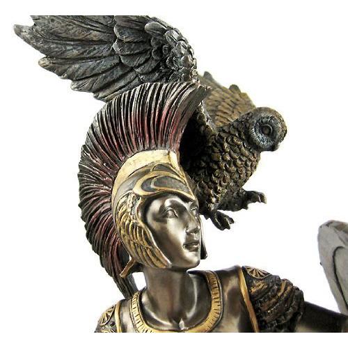 フクロウを従えたアテナ神 ブロンズ風 彫像 古代ギリシャ神話 フクロウを従えたアテナ神 ブロンズ風 彫像 古代ギリシャ神話
