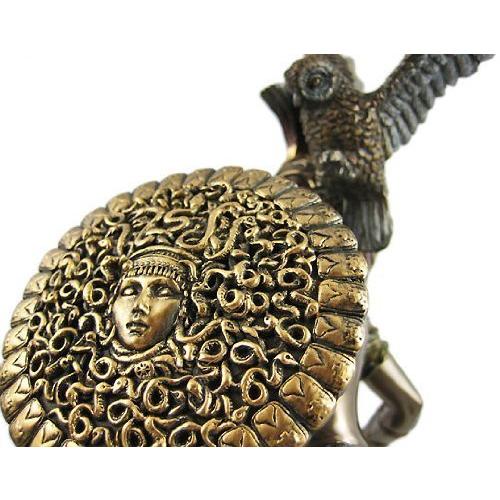 フクロウを従えたアテナ神 ブロンズ風 彫像 古代ギリシャ神話/ 知恵