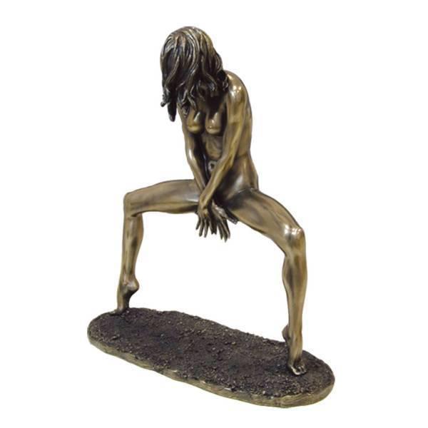 脚を開くダンサー像、ヌード女性像 モダンアート ブロンズ風高さ 約23cm