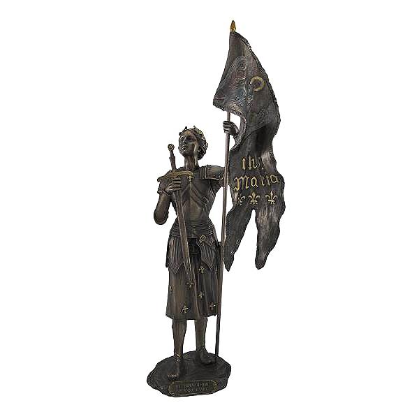剣と旗を持った、ジャンヌ・ダルク ブロンズ風 彫像 彫刻 オルレアンの