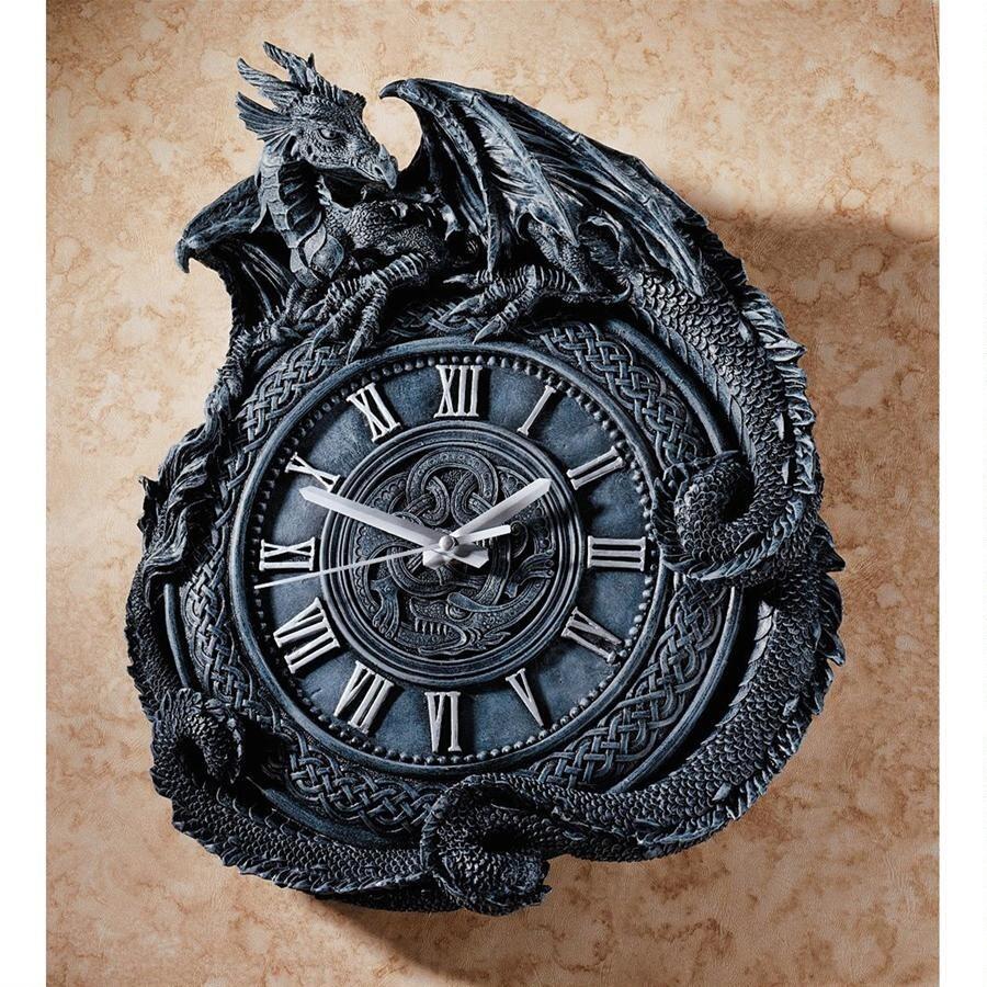 約44cm中世のドラゴン彫刻 壁掛け時計 彫像/ファンタジー 約44cm中世のドラゴン彫刻 壁掛け時計 彫像/ファンタジー