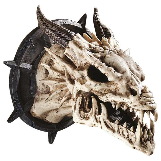 角のあるドラゴンスカル 頭蓋骨 彫像 壁彫刻 ウォールデコ 角のあるドラゴンスカル 頭蓋骨 彫像 壁彫刻 ウォールデコ