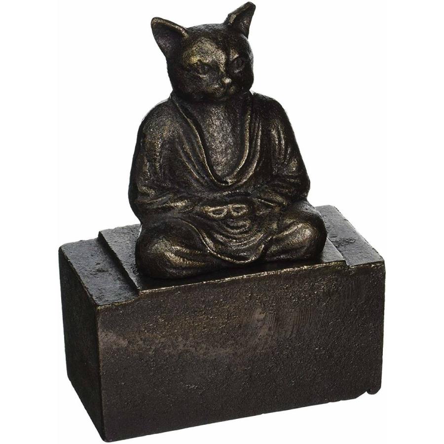 瞑想する猫（ネコ） 面白い彫刻 彫像/ 哲学 座禅 アロマスタジオ リラクゼーション ヨガスタジオ(輸入品