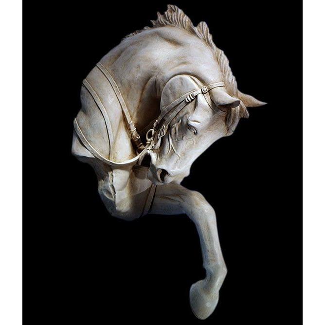 日産純正カ サラブレッド ストーン風レリーフ壁彫刻 彫像/ 壁装飾