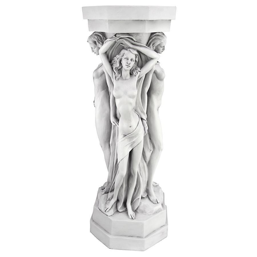 古代ギリシア女性(巫子)像多角柱（円柱） コラム テーブル花台 台座 
