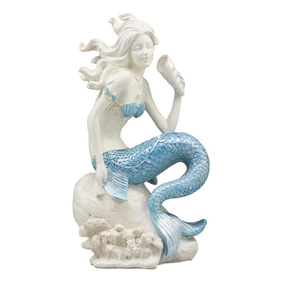巻貝を持った青い尾ヒレの大洋の女神（人魚）マーメイド 海洋ファンタジー 装飾置物 彫像（輸入品 : o0l005 : 浪漫堂ショップ - 通販 -  Yahoo!ショッピング