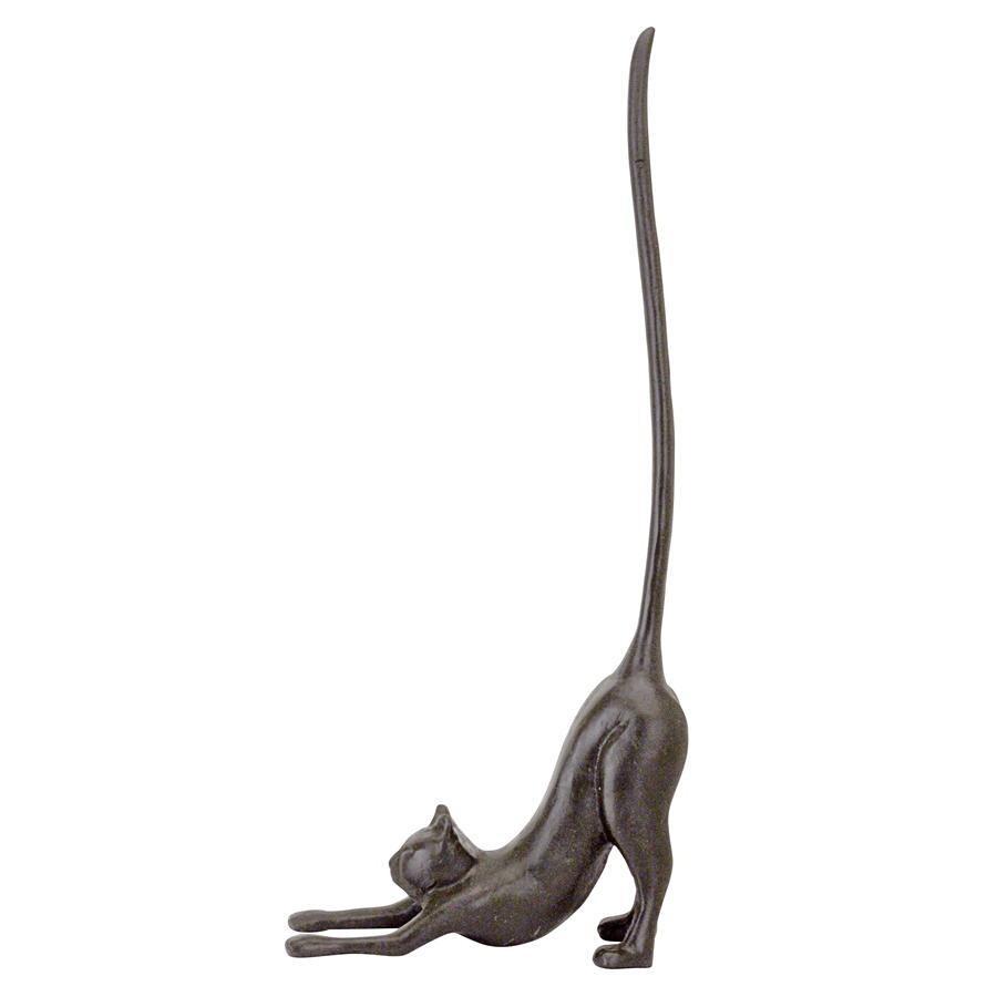 尻尾が長い猫のペーパー・タオル・ホルダー アンティーク鋳鉄風 彫像 彫刻/ キッチン用品（輸入品