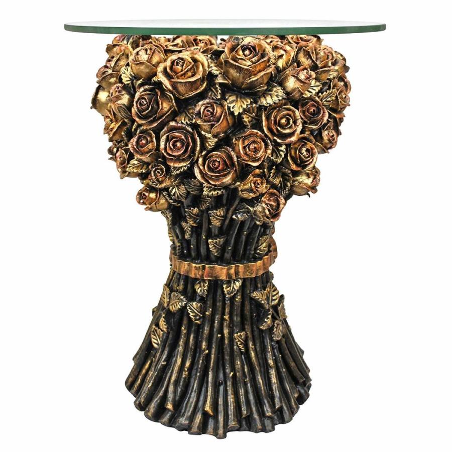 西洋彫刻 薔薇（バラ）のガラス張り彫刻テーブル家具置物彫像/ 洋風