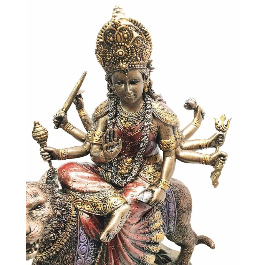 ヒンドゥー教 虎に乗った女神ドゥルガー 彫刻置物 インド神話 ヒンドゥー教 虎に乗った女神ドゥルガー 彫刻置物 インド神話