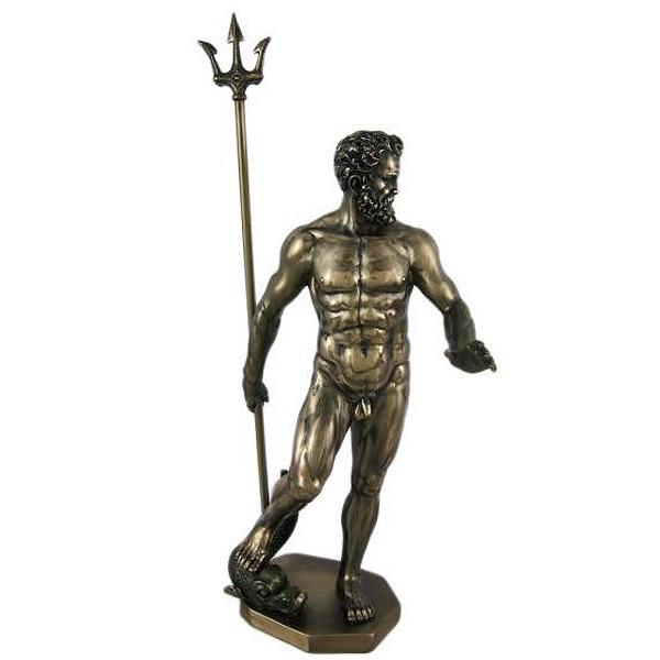 古代ギリシャ ポセイドン オブジェ 古代ギリシャの神 ポセイドン(ネプチューン)ブロンズ風 彫刻 彫像