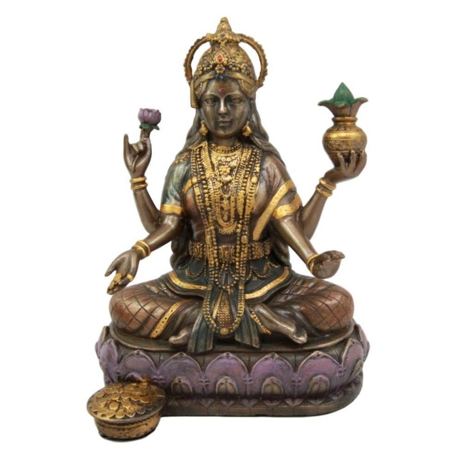 ブロンズ風 蓮の上に座る 吉祥天 ラクシュミー 富 豊穣 叡智 幸運の女神 彫刻 彫像 功徳天 宝蔵天女 美と豊穣 輸入品 O9o069 浪漫堂ショップ 通販 Yahoo ショッピング