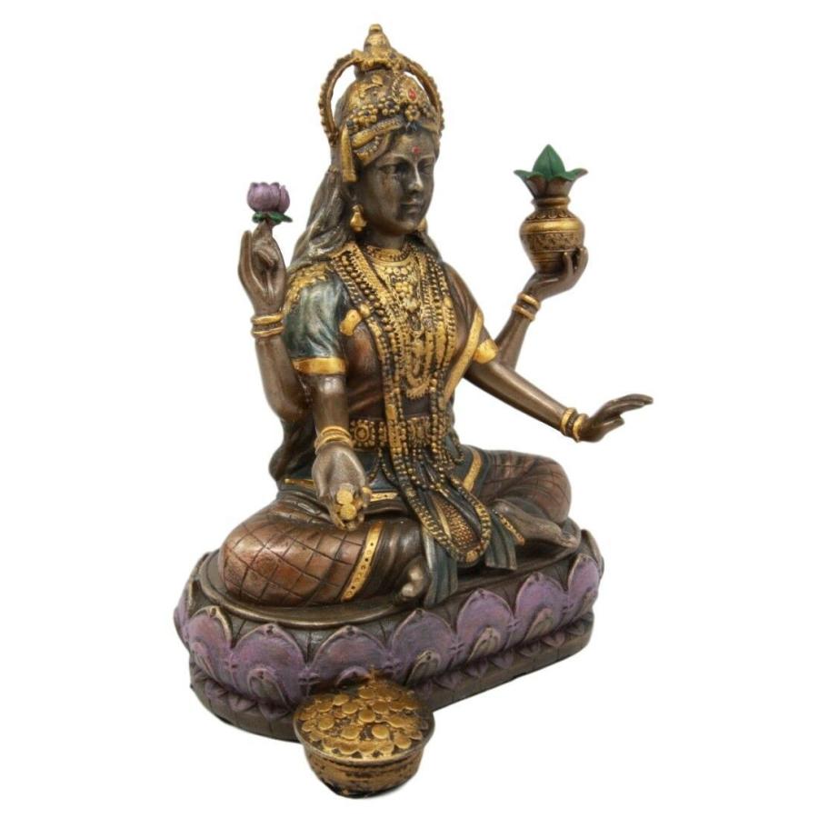 ブロンズ風 蓮の上に座る 吉祥天(ラクシュミー)富 豊穣 叡智 幸運の