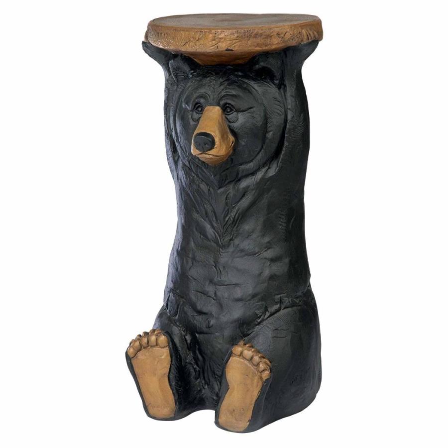 黒い森のクマさん彫刻台座テーブル 素朴なキャビン装飾 黒い森のクマさん彫刻台座テーブル 素朴なキャビン装飾