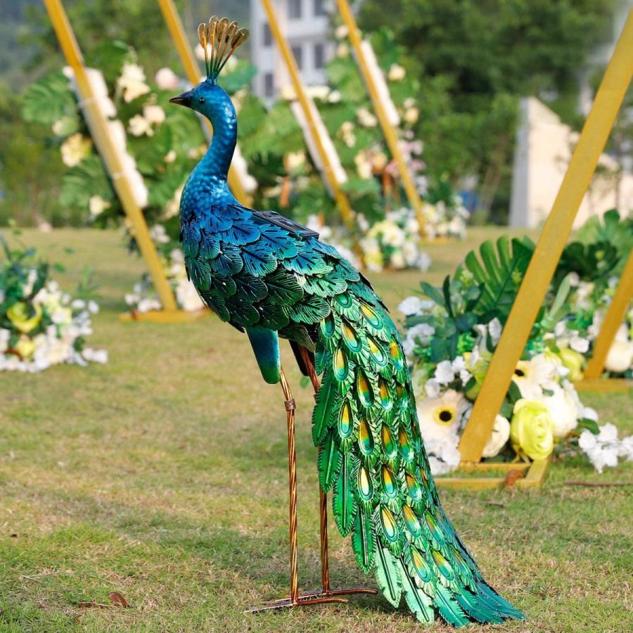 屋内外用 メタルアート孔雀(ピーコック) 芝生裏庭 リビングルーム パーティー結婚式の装飾用 彫像（輸入品）_4