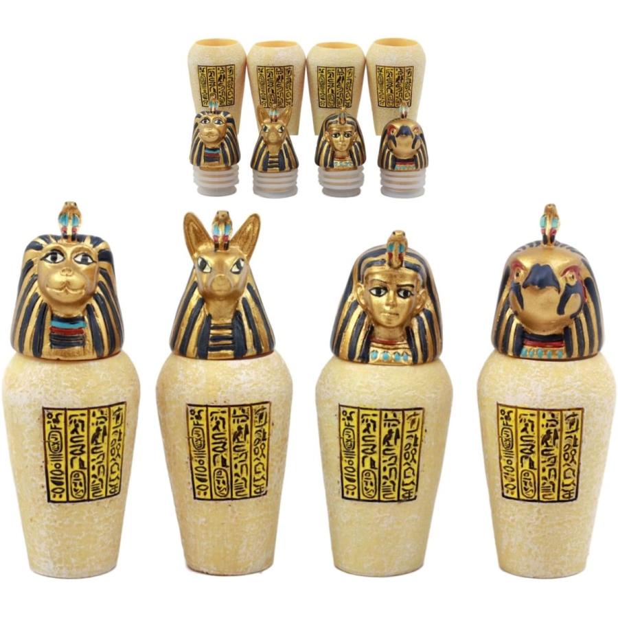 古代エジプトのカノプス壺4個セット ジャッカル・ファルコム