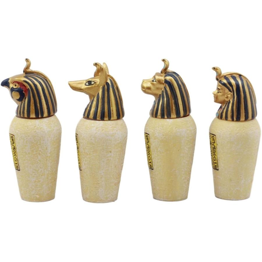 古代エジプトのカノプス壺4個セット ジャッカル・ファルコム