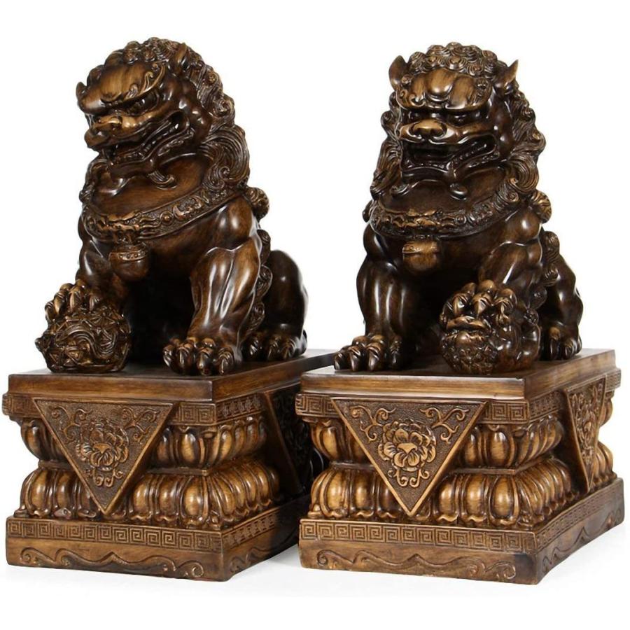 極上品 木彫り 置物 獅子 唐獅子 ペア 極上品 木彫り 置物 獅子 唐獅子 ペア