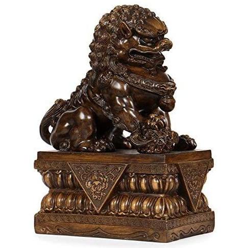 中華風 狛犬(ペア2匹) 富の繁栄 ガーディアンライオン（守護獅子）彫像