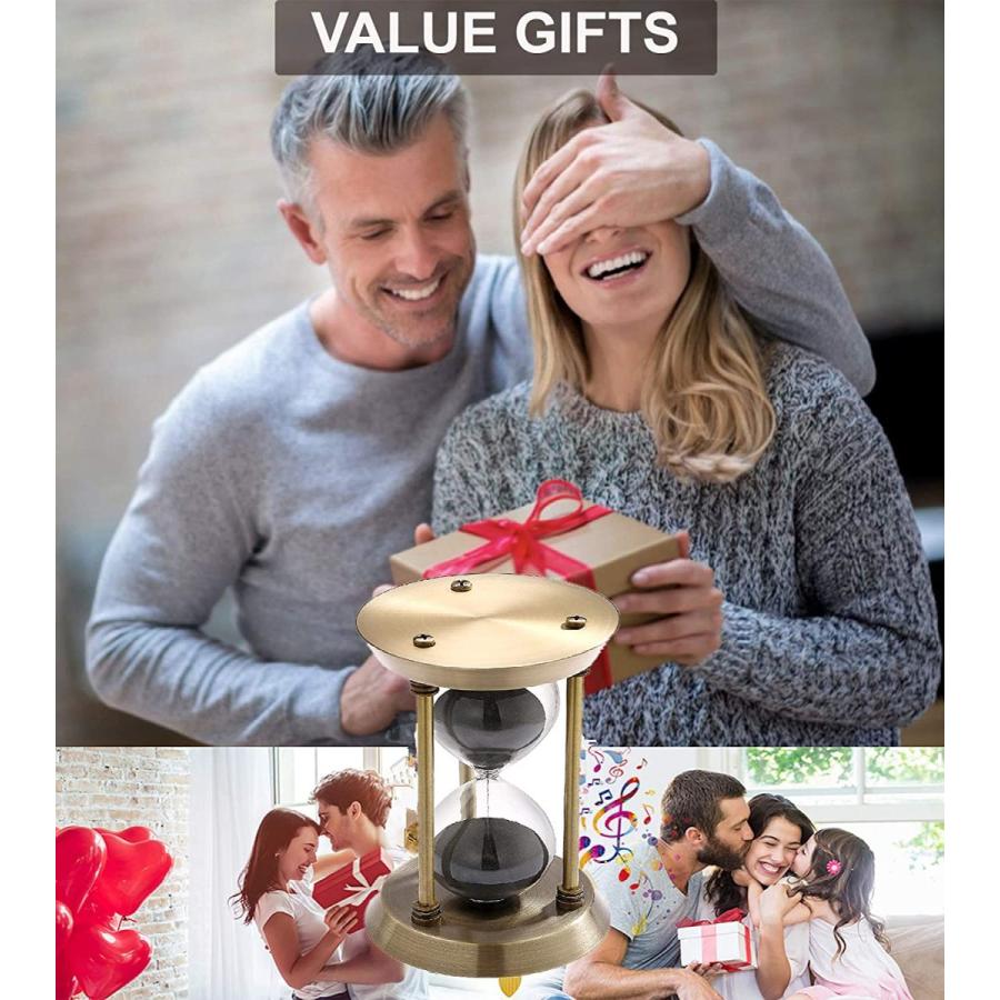 サンドタイマー 3分用砂時計：ヴィンテージ風 真鍮製 黒砂時計