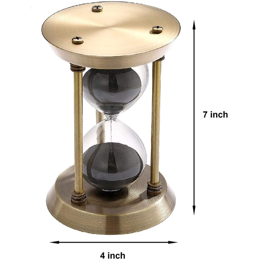 サンドタイマー 3分用砂時計：ヴィンテージ風 真鍮製 黒砂時計