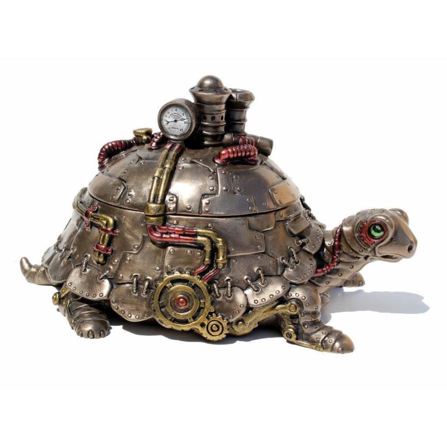 スチームパンク風 トータス（カメ 亀）小物箱 ブロンズ風彫像 彫刻