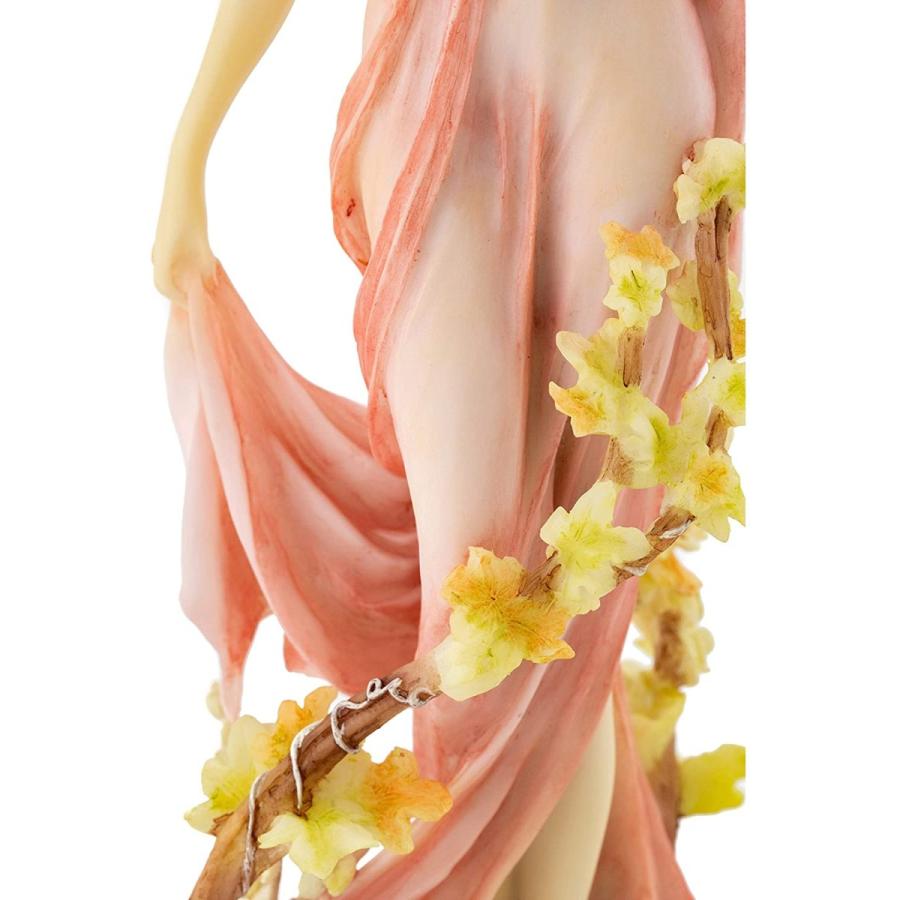 アールヌーボー ピンクのドレスを着た花の女性彫刻-高さ 約27ｃｍ