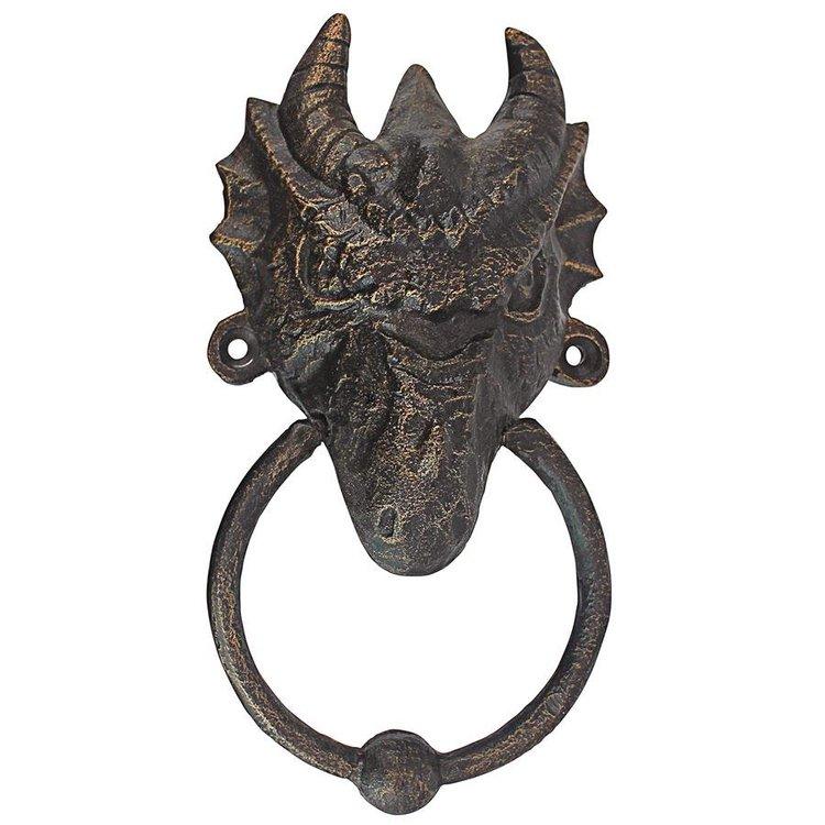 ドラゴンの頭 中世の鋳鉄製ドアノッカー 鋳造鉄製ロストワックス法彫刻