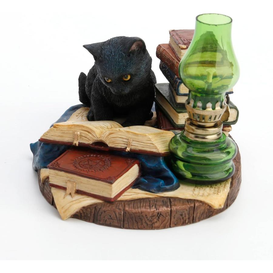 ヴェロネーゼ製凶暴な魔法猫ネコ彫像マジシャンオイルランプねこ置物