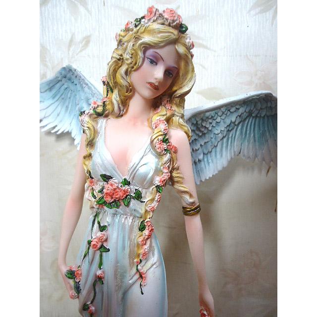 セール！即納！優美な春の花の天使妖精彫像エレガントな白いドレスの像