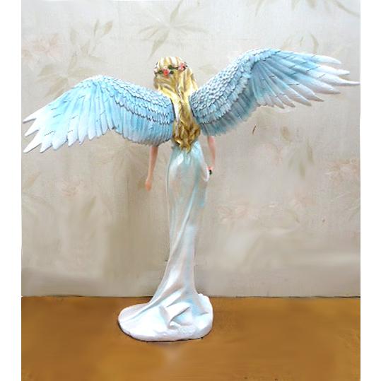 セール！即納！優美な春の花の天使妖精彫像エレガントな白いドレスの像