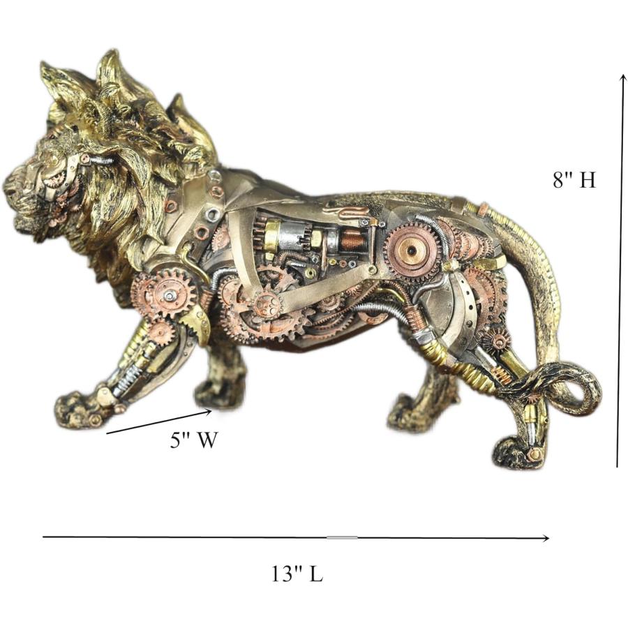 スチームパンク風歩くライオン彫像手描き彫刻 SFサイボーググッズ置物
