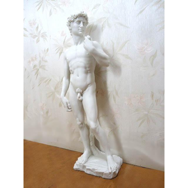 人形　彫像　イタリア　オブジェ　置物　インテリア　工芸品　美術品　A1436 セール！即納！大型高さ約50cmのミケランジェロ作ダビデ像彫像白い