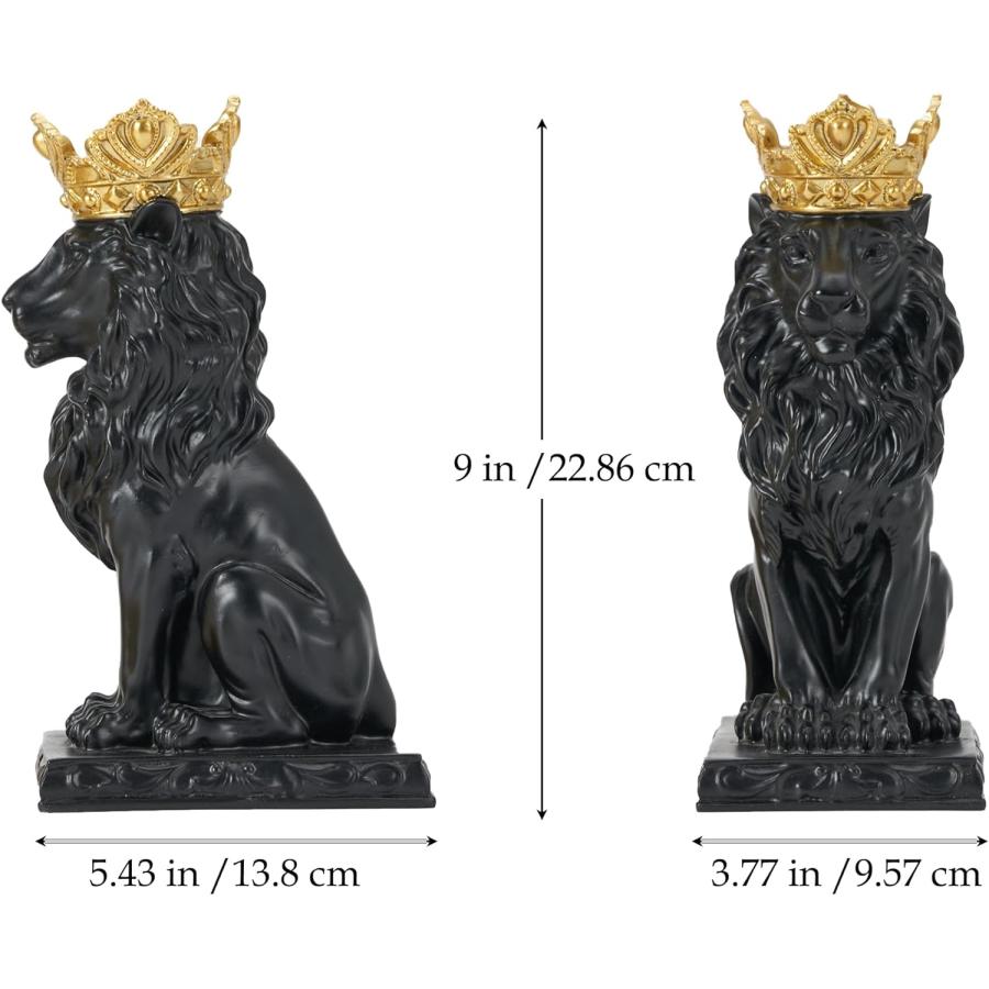 ブラック クラウンライオンキング彫像 高さ22.9cm 王冠の黒い