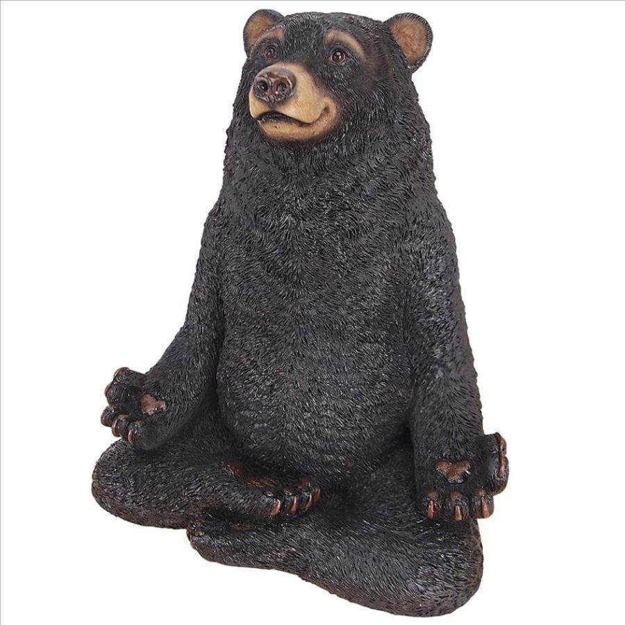 座禅を組む熊 クマさん彫像 ヨガをするハニーベア彫刻 屋外