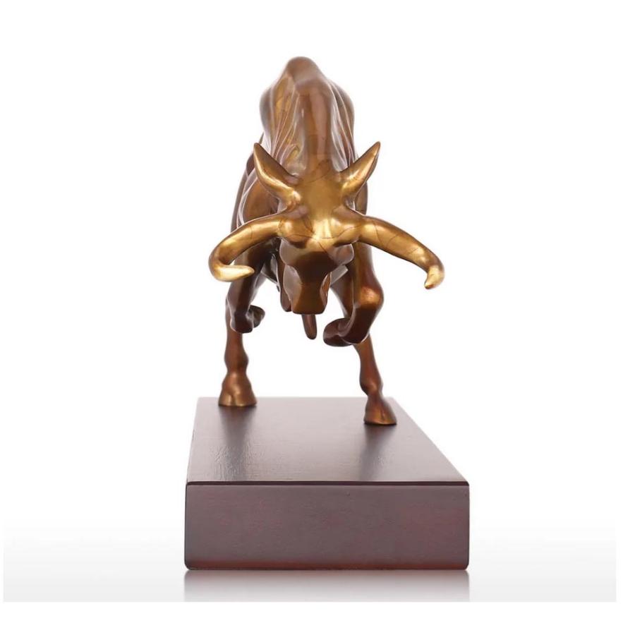 即納！風水的 幸運を呼ぶ ブロンズ製チャージング・ブル金色の雄牛の