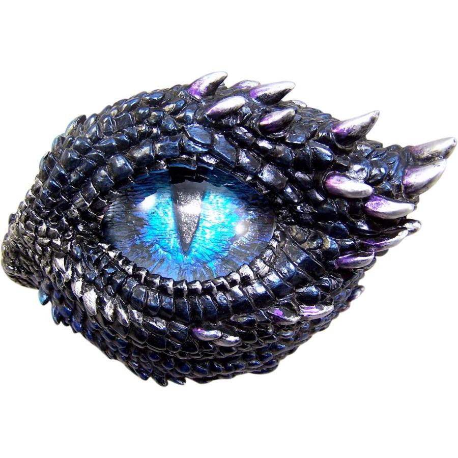 パープルとブルーのドラゴンアイ・ジュエリーボックス彫像龍眼アート