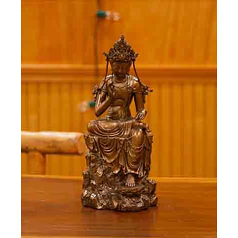 セール！即納！半跏思惟の聖観音菩薩像 仏教彫刻ブロンズ風開運諸願成就お祝い贈り物輸入品 【前後】