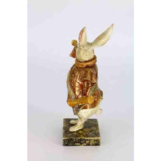 セール！即納！トランペットを吹くウサギ アンティーク風オブジェ彫像