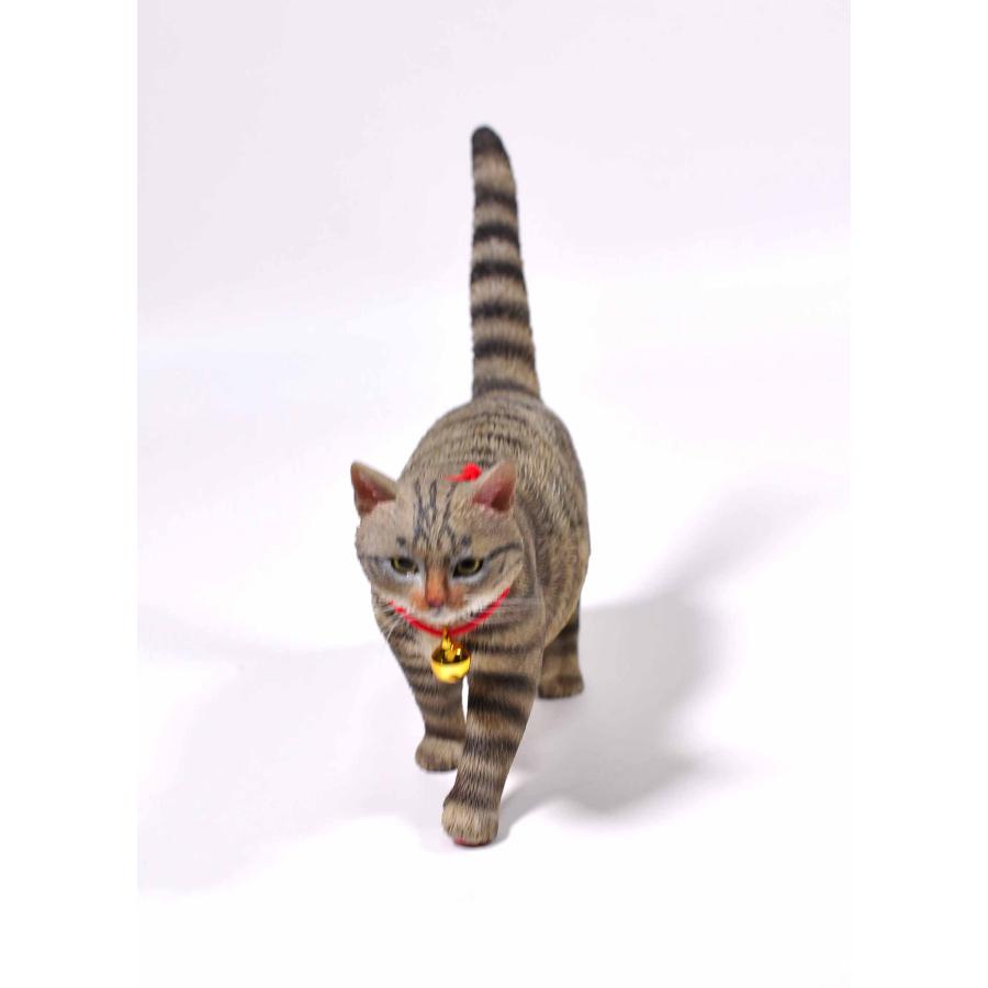 1/6サイズ 歩き回るサバトラ柄のリアル猫フィギュア動物彫像置物 ネコ好きプレゼント輸入品JXK-196A |  | 01