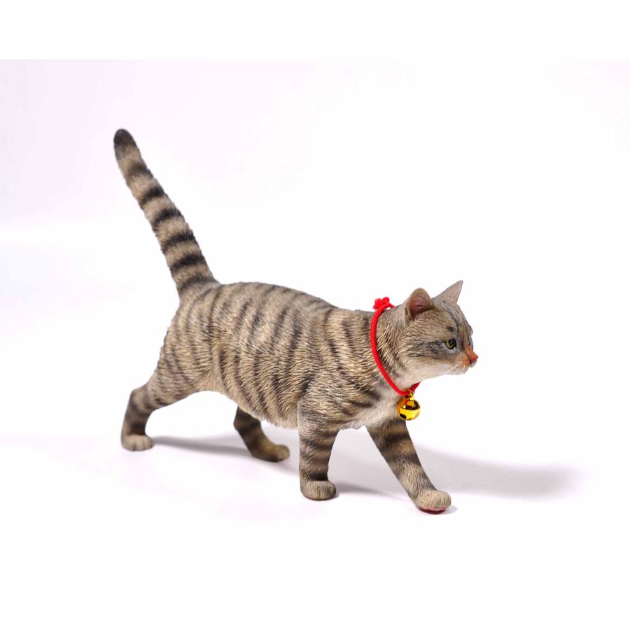 1/6サイズ 歩き回るサバトラ柄のリアル猫フィギュア動物彫像置物 ネコ好きプレゼント輸入品JXK-196A |  | 02