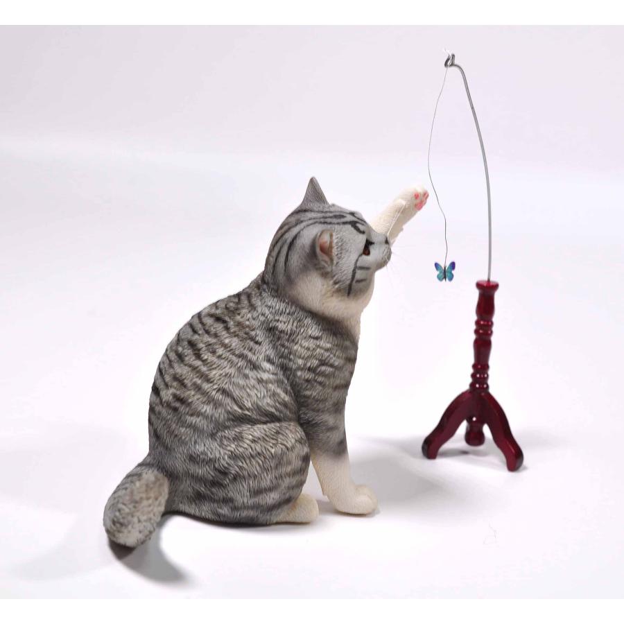 1/6サイズ蝶のネコじゃらしと遊ぶサバトラ猫ブリティッシュショートヘアーリアルフィギュアネコ動物彫像置物猫好き輸入品JXK-127D |  | 04