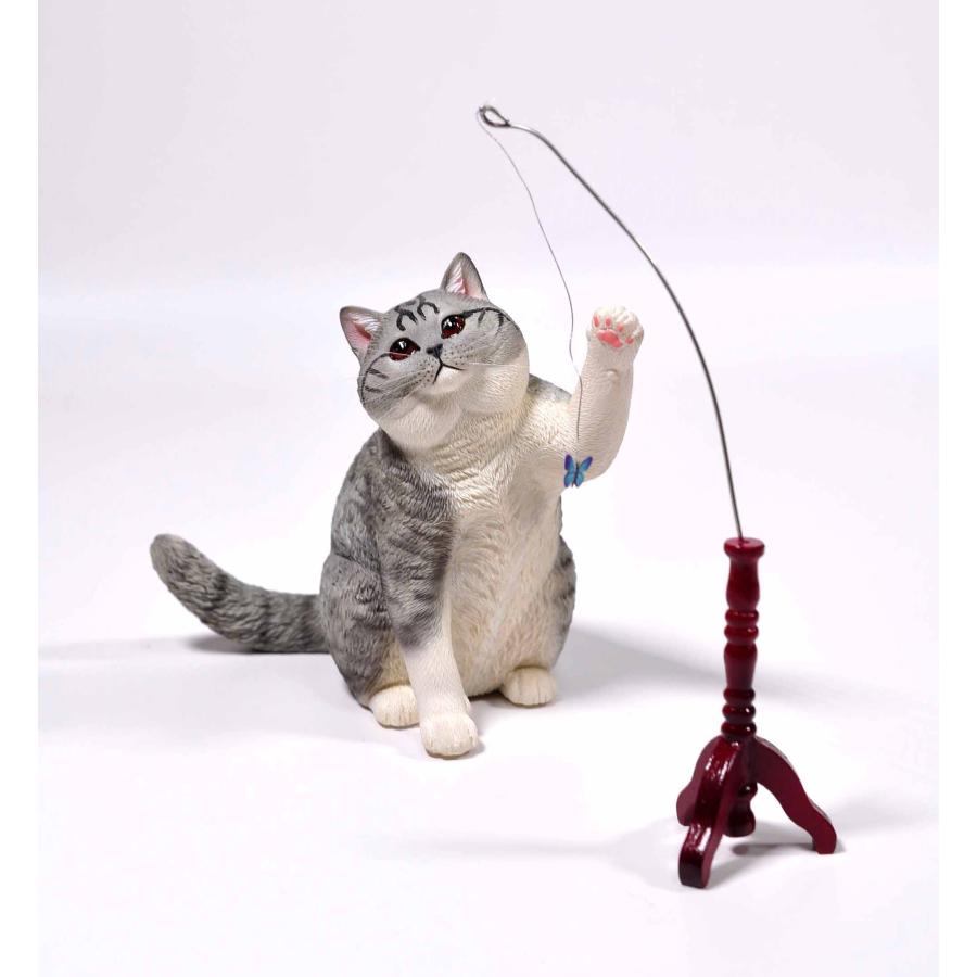 1/6サイズ蝶のネコじゃらしと遊ぶサバトラ猫ブリティッシュショートヘアーリアルフィギュアネコ動物彫像置物猫好き輸入品JXK-127D |  | 05