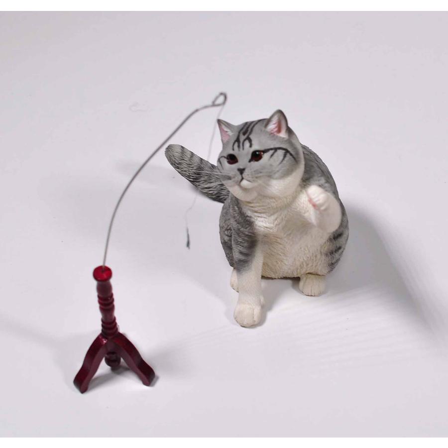 1/6サイズ蝶のネコじゃらしと遊ぶサバトラ猫ブリティッシュショートヘアーリアルフィギュアネコ動物彫像置物猫好き輸入品JXK-127D |  | 06