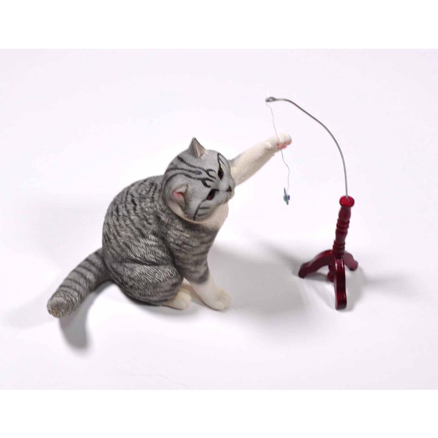 1/6サイズ蝶のネコじゃらしと遊ぶサバトラ猫ブリティッシュショートヘアーリアルフィギュアネコ動物彫像置物猫好き輸入品JXK-127D |  | 08
