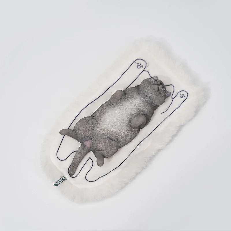 1/6サイズ クッションの上で、ヘソ天で眠る、サバトラ猫 リアルフィギュア ネコ動物彫像置物 ネコ好きプレゼント輸入品JXK-170B | 