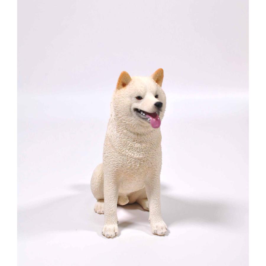 1/6サイズ 笑う柴犬 微笑みイヌ 白柴リアルフィギュア動物彫像置物