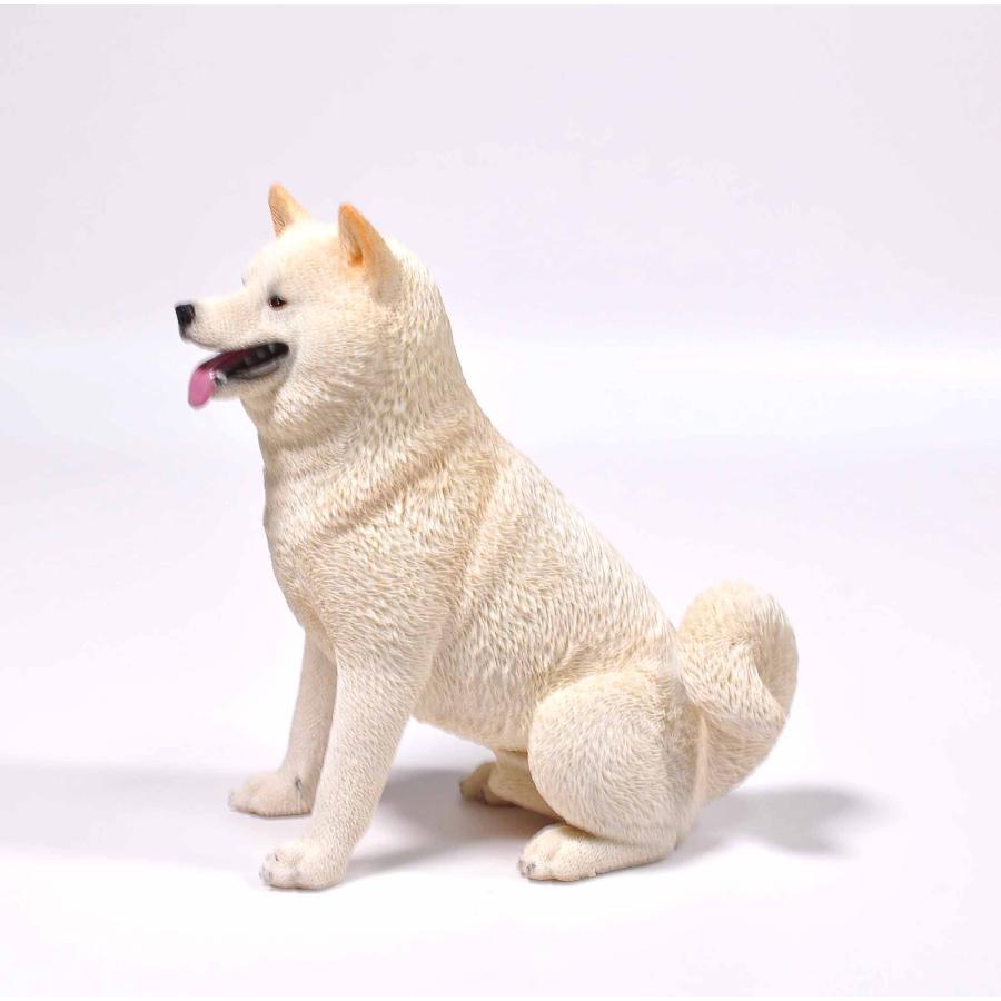 1/6サイズ 笑う柴犬 微笑みイヌ 白柴リアルフィギュア動物彫像置物